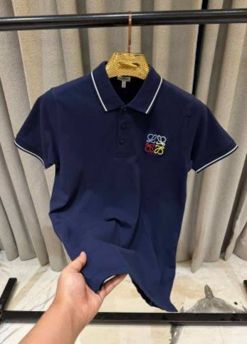 Loewe Chest Logo Polo T-shirt Navy Blue
