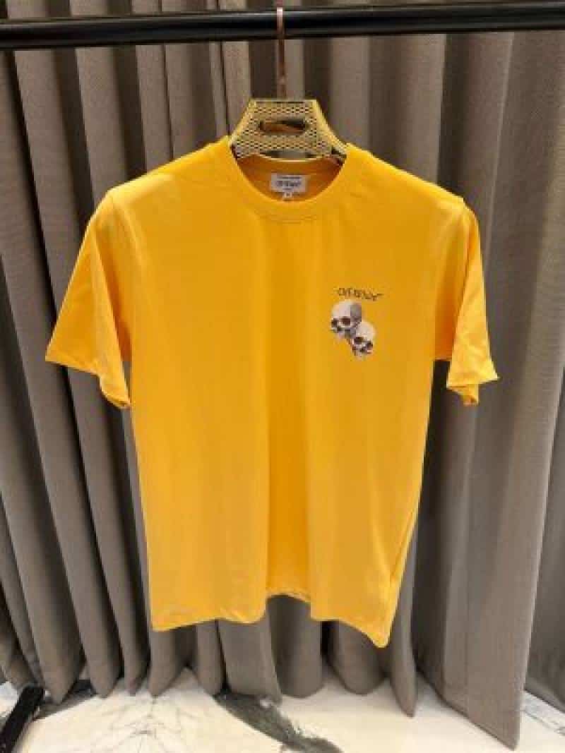 Off-white Chest Logo Round Neck T-shirt Yellow