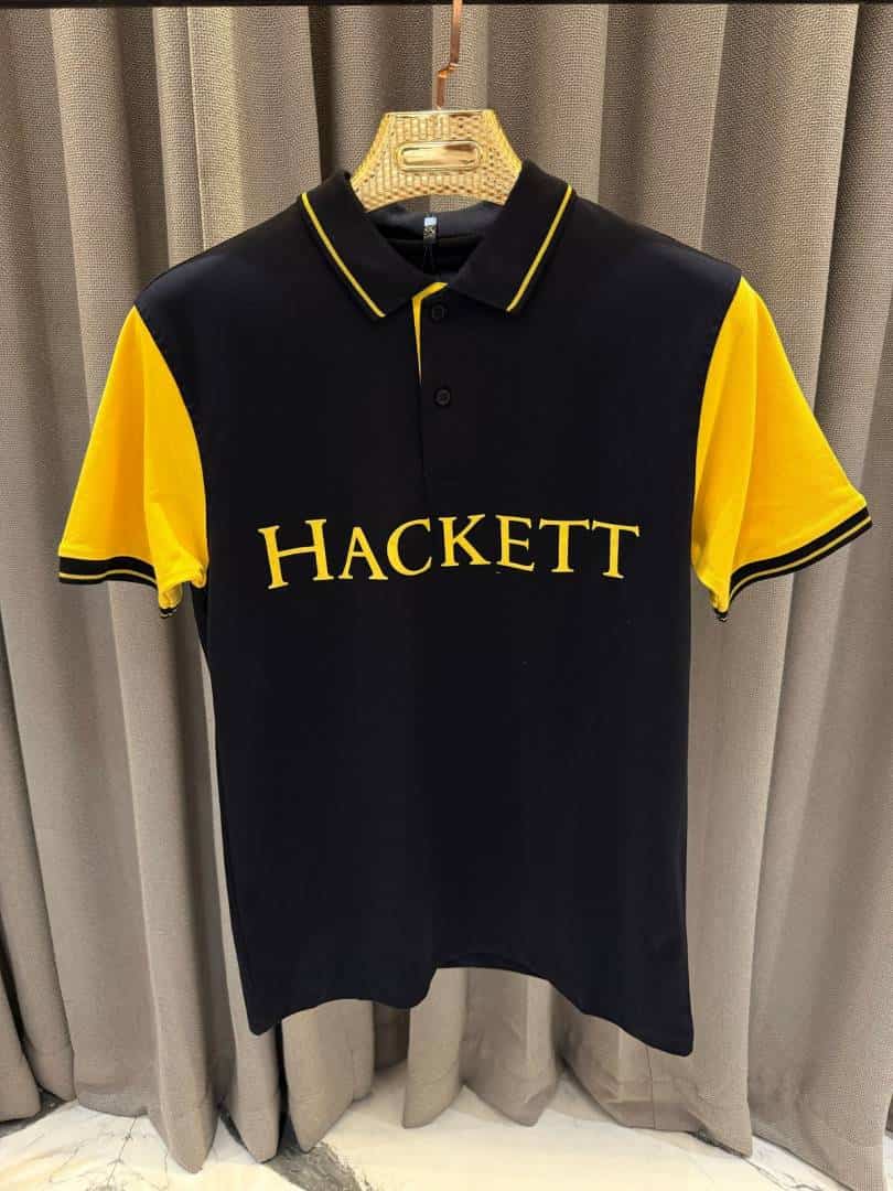 Hacket Middle Brand Print Polo T-shirt Black Yellow