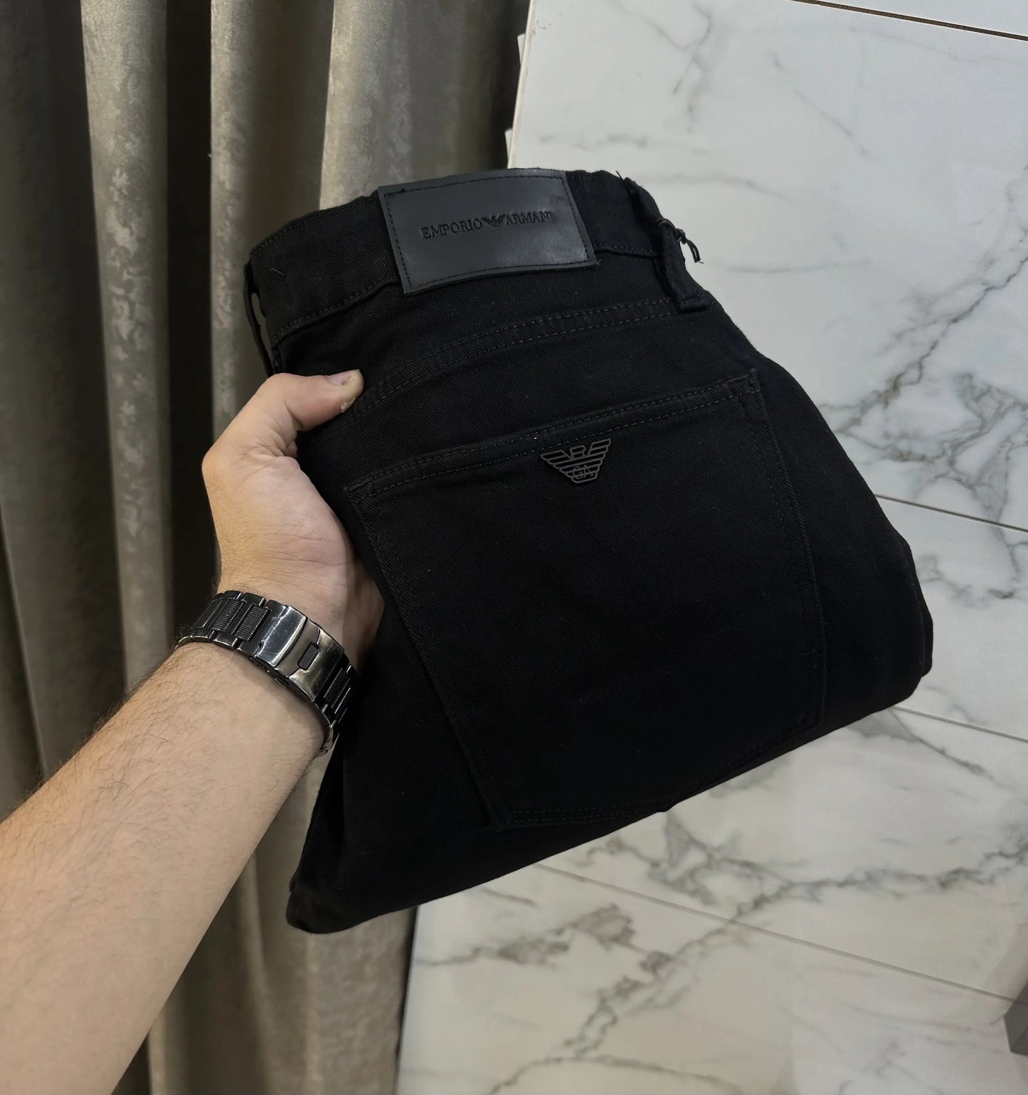 Emporio Armani Jet Black Imported BootCut Denim
