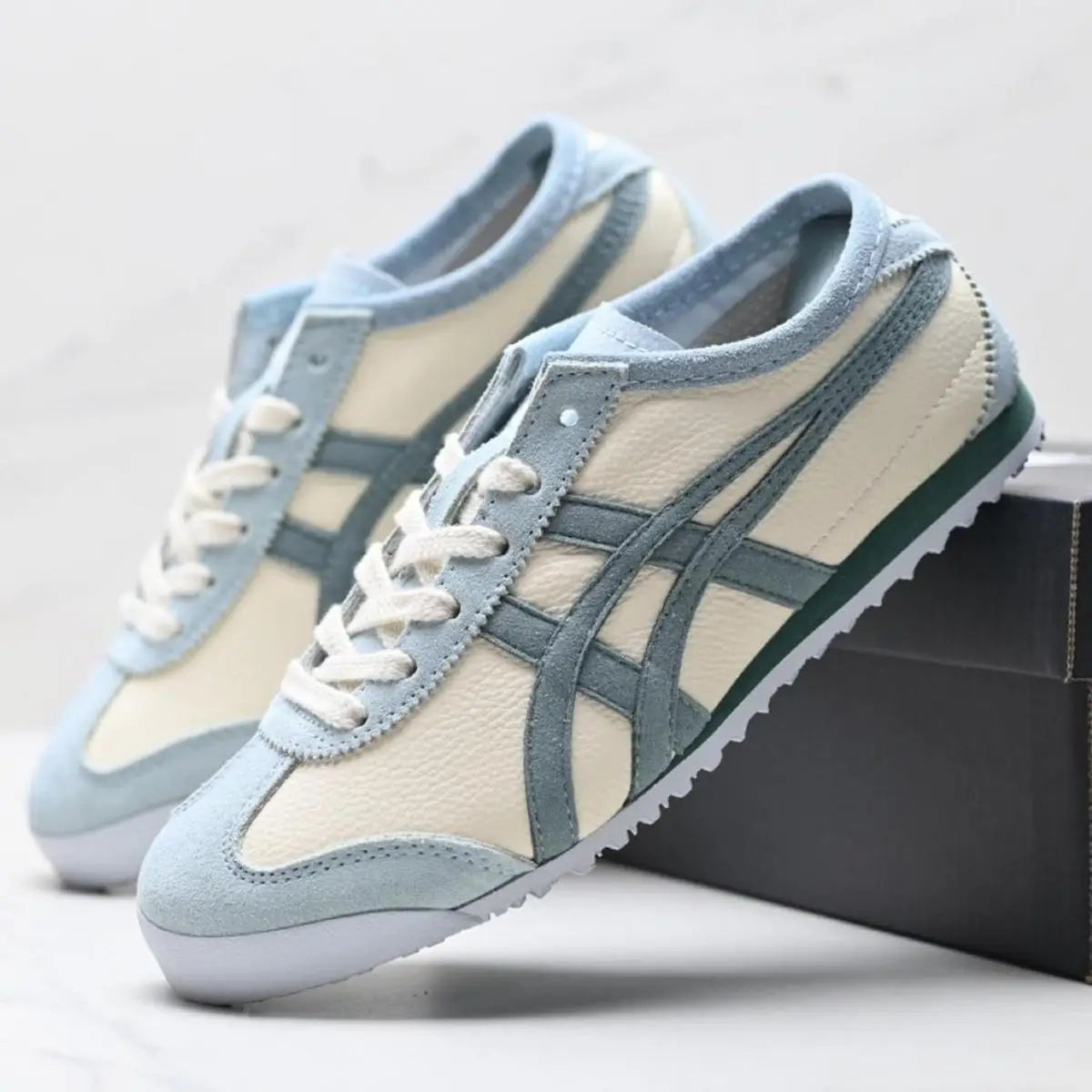Onitsuk_a Tiger Mexico 66 Cream Pine Green 7A Premium Sneakers D-2067