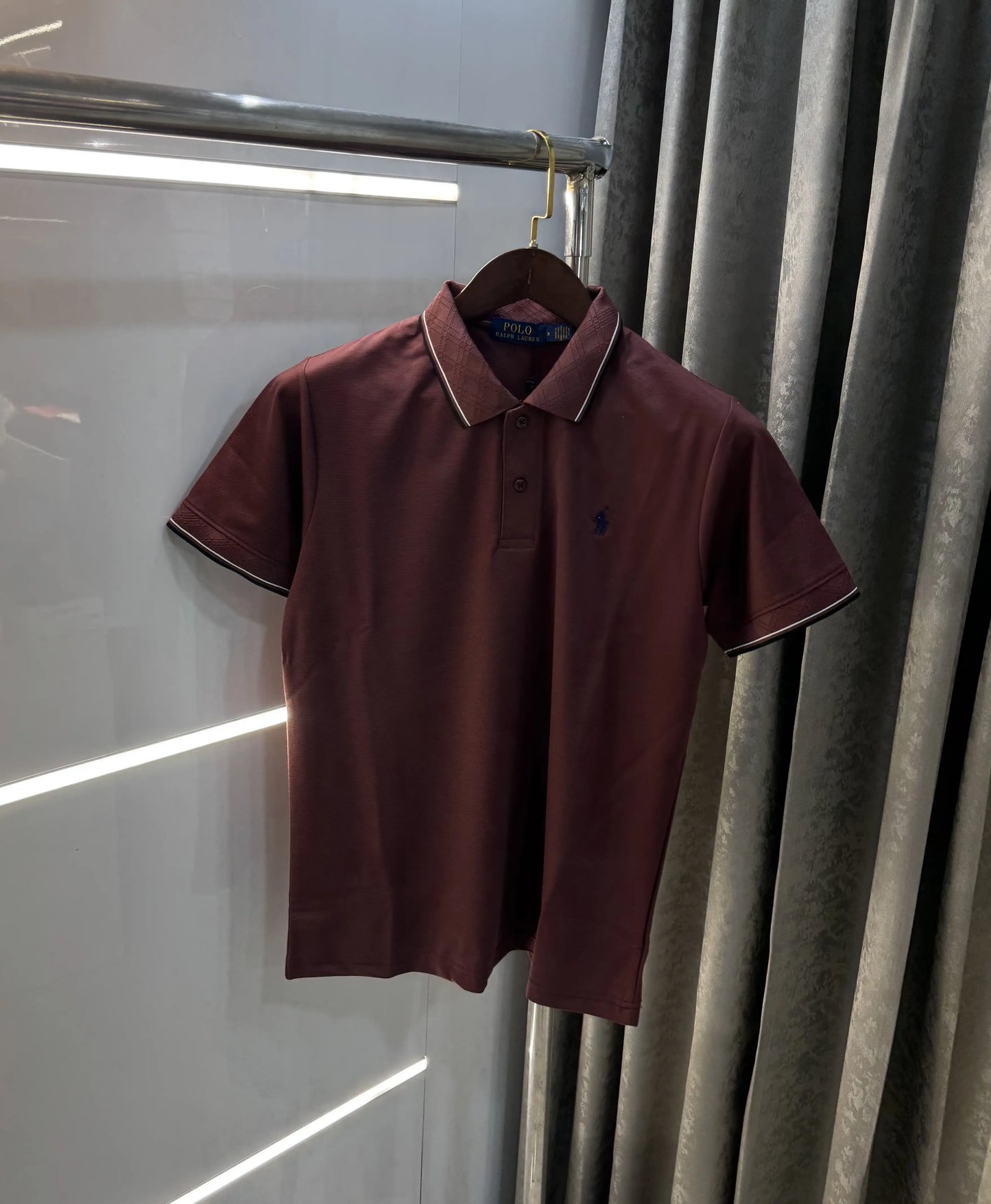 Ralph Lauren Wine Embroidery Logo Premium Polo T-shirt With Box Packing