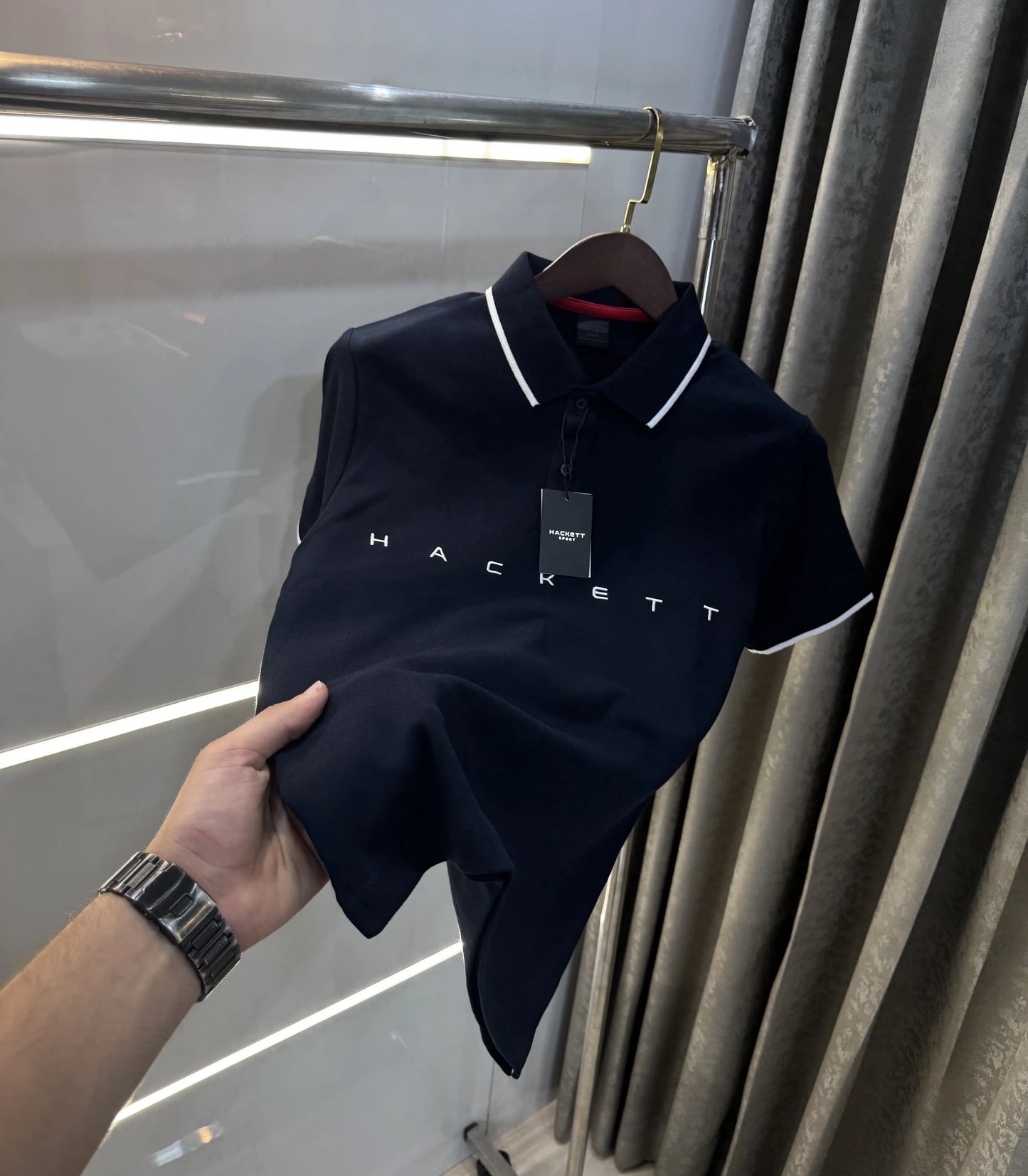 Hacket Navy Blue Logo Work Premium Polo T-Shirt