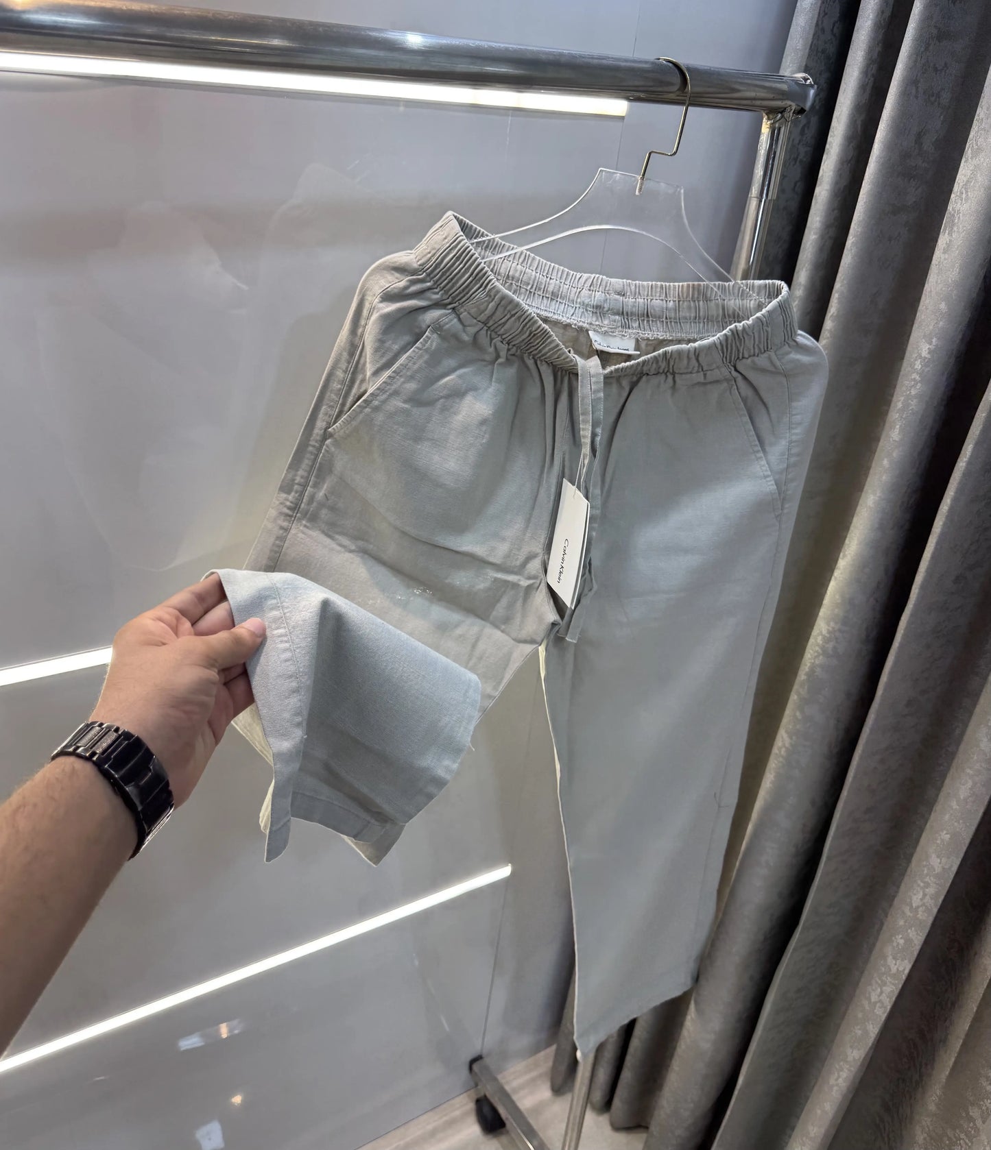Calvin Klein Grey Premium Linen Trouser