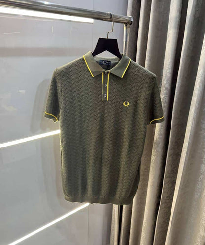 Fredperr y Olive Green Premium Knitted Polo T-Shirt