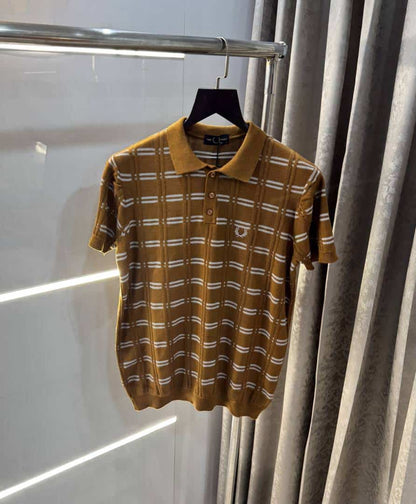 Fredperr y Brown Premium Knitted Polo T-Shirt