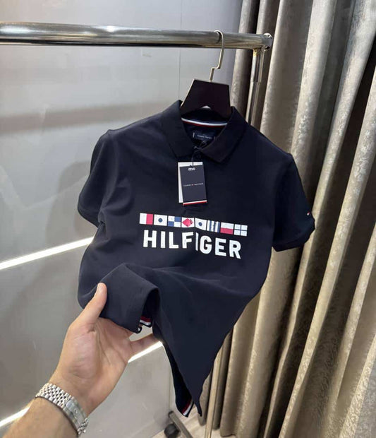 Tomm y Hilfiger Navy Blue Logo Work Premium Polo T-Shirt