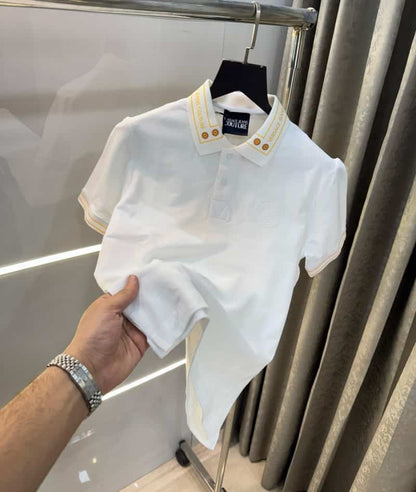 Versac e Couture White Collar Logo Imported Polo T-Shirt