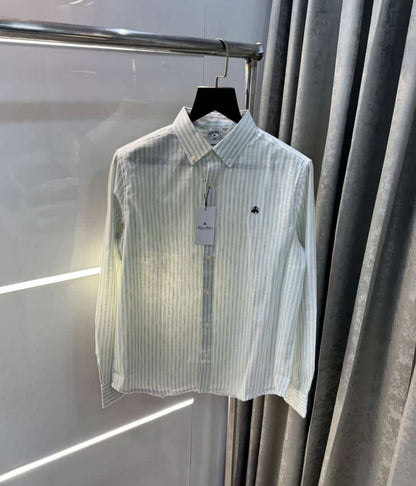 Brooks Brother Green strips Linen Premium Shirt