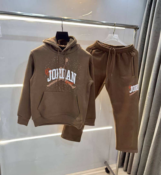 Ai r Jordan Brown Embroidery Logo Imported Tracksuit
