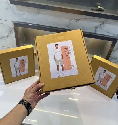 Essential Beige Logo Print Imported Cord Set With Premium Box Packing