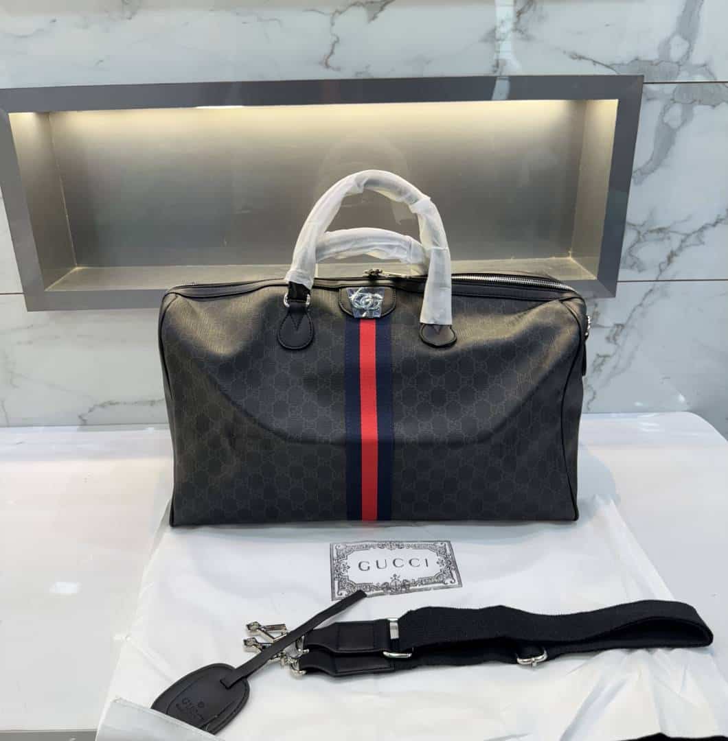 Gucc i Black Limited Edition MonogRAm LuXury Travel Duffel Bag