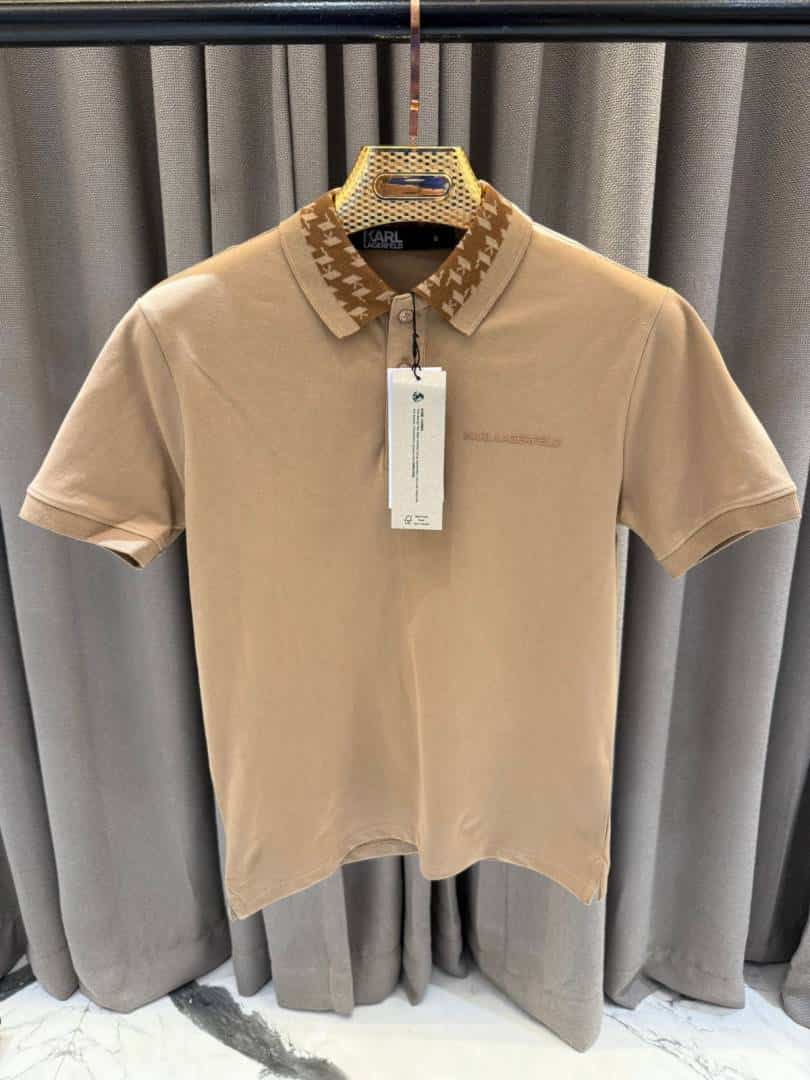 Karl_Legarfield Chest Logo Polo T-shirt Coffee