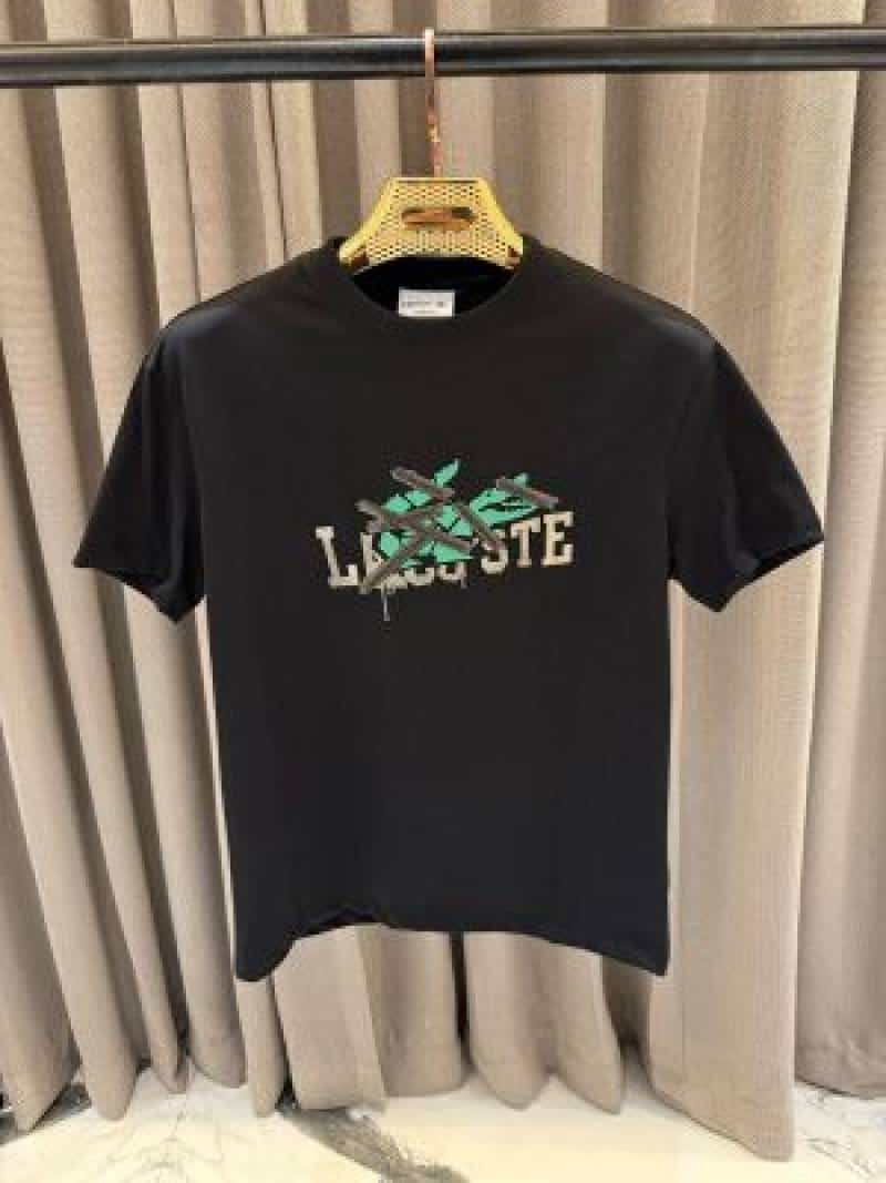 Lacost_e Middle Brand Print Round Neck T-shirt Black