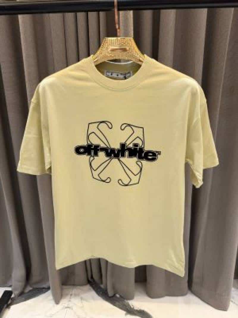 Off-white Round Neck T-shirt Yellow