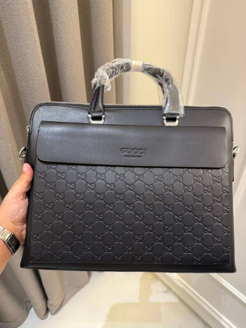 Gucc_i GG Full Monogram Laptop Bag Black G1977