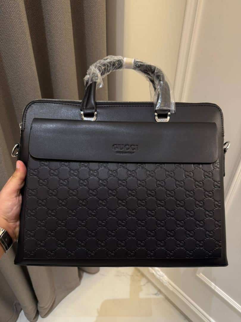 Gucc_i GG Full Monogram Laptop Bag Black G1977
