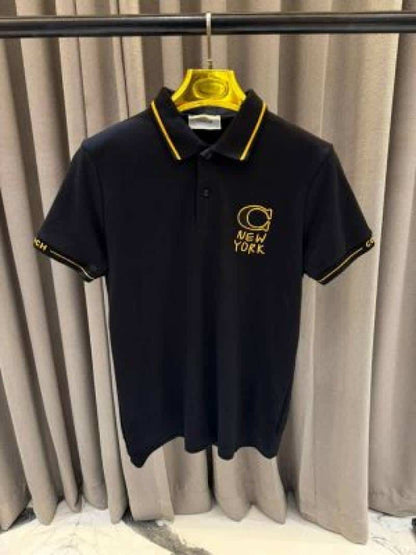 Coac_h Chest Logo Polo T-shirt Black Gold