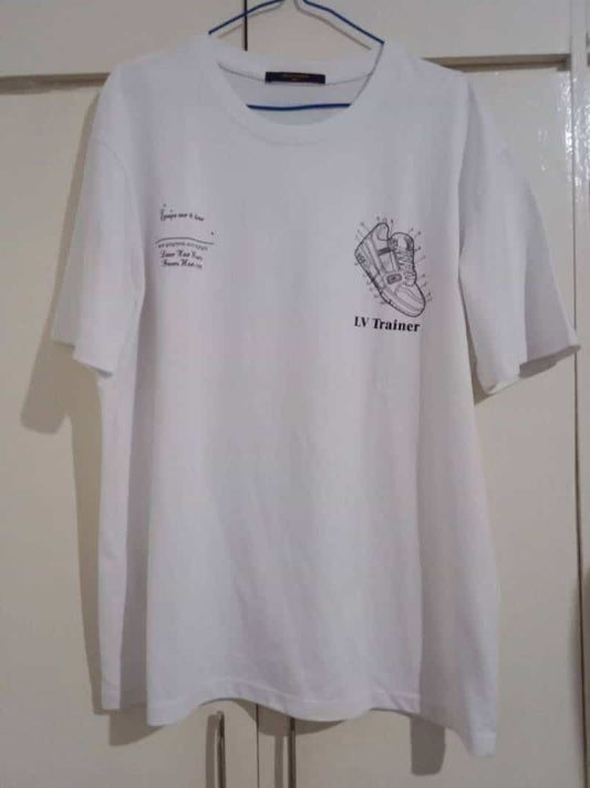 Louis_Vuitton Chest Shoe Print Round Neck T-shirt White