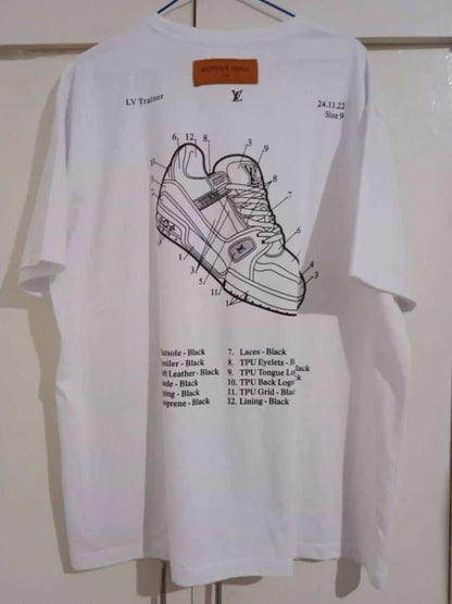 Louis_Vuitton Chest Shoe Print Round Neck T-shirt White