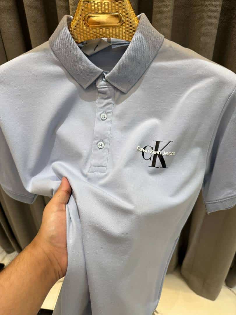Calvin Klei_n Chest Logo Polo T-shirt Grey