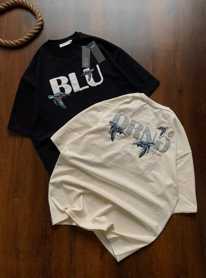 Blu & ORNG Round Neck T-shirt Turtle Edition Cream