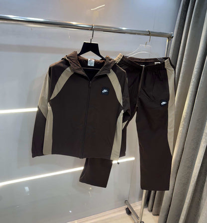 Nik e  Brown Print Imported Tracksuit