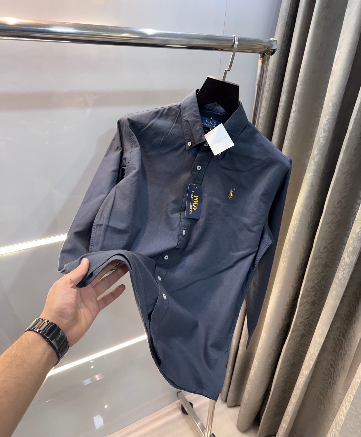 Ralph  Lauren Dark Grey Embroidery Logo Classic Shirt