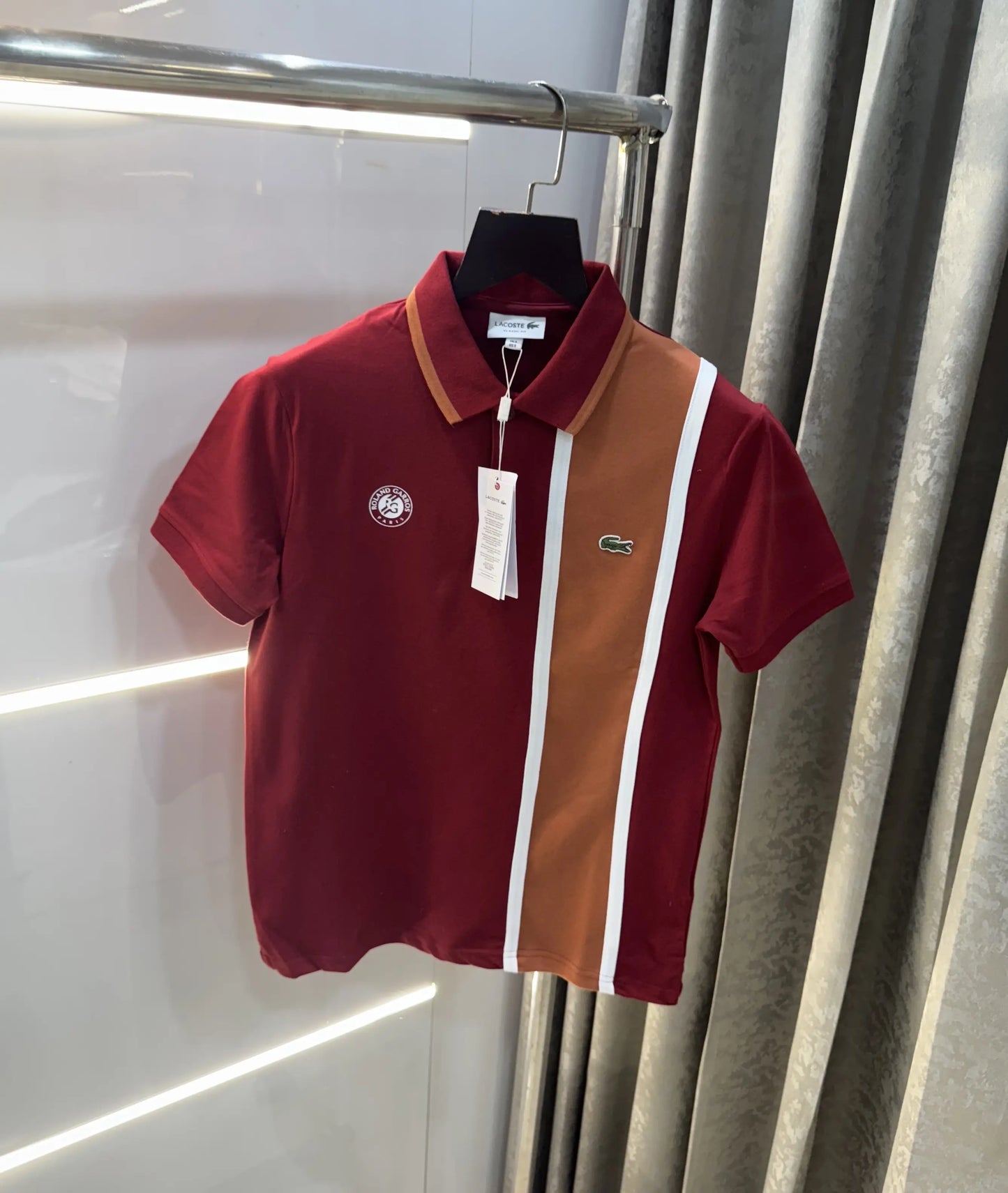 Lacost e Maroon Logo Work Premium Polo T-Shirt