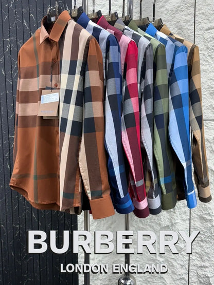 Burberr y 1 Dark Brown Checks Premium Shirt With Original Box Packing