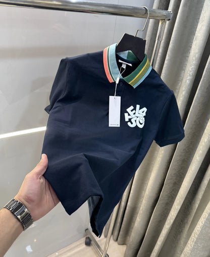 Lacost e Navy Blue Embroidery Logo Premium Polo T-Shirt