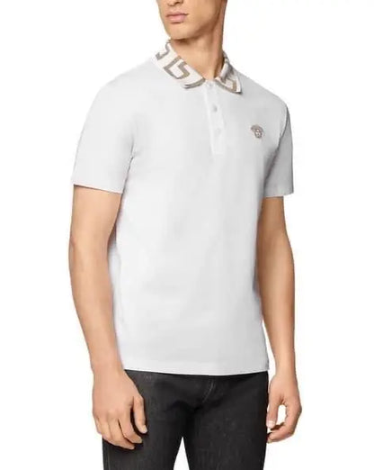 Versace Couture White Collar Logo Imported Polo T-Shirt