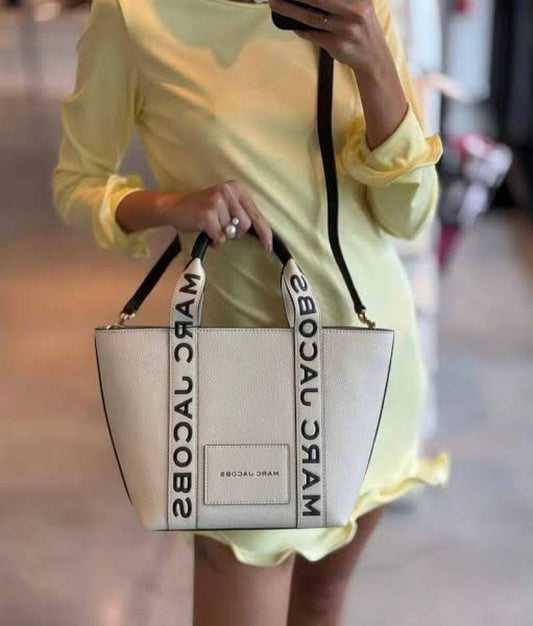 Marc Jacobs Small Pebble Leather Tote with Detachable Crossbody Strap White