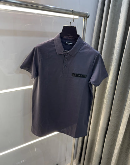 Balmai n Paris Dark Grey Logo Work Imported Polo T-Shirt