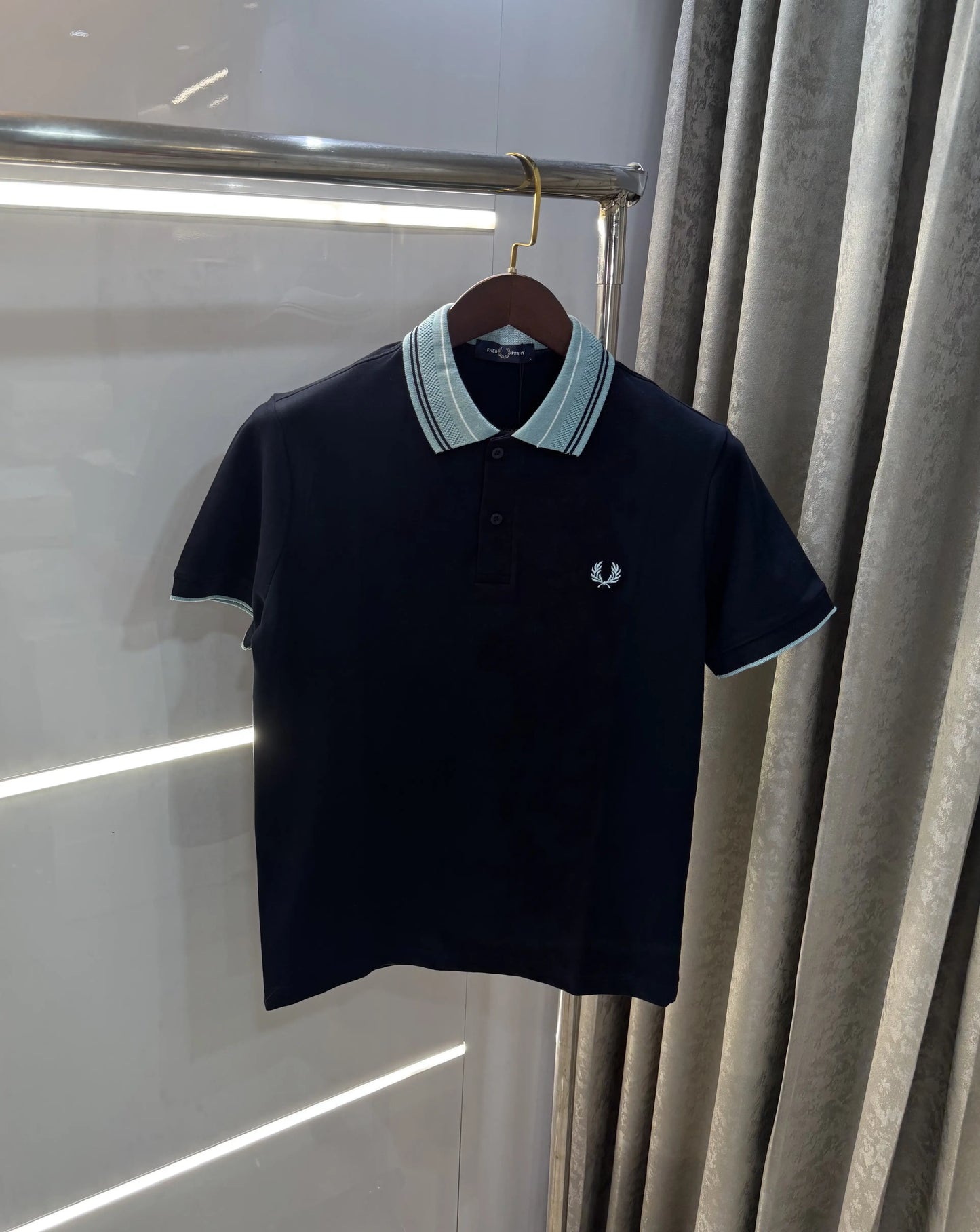 Fredperry Navy Blue Embroidery Logo Premium Polo T-Shirt