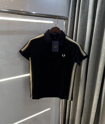 Fredperry Black Embroidery Logo Premium Polo T-Shirt