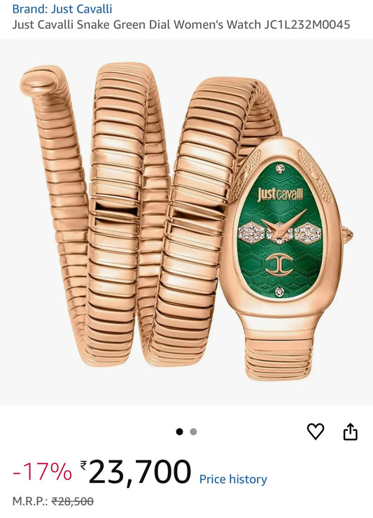 Just Cavalli Snake Green Dial Women's Watch JC1L232M0045