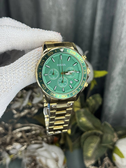 Fossi l Bannon Gold Green Chronograph Premium Watch
