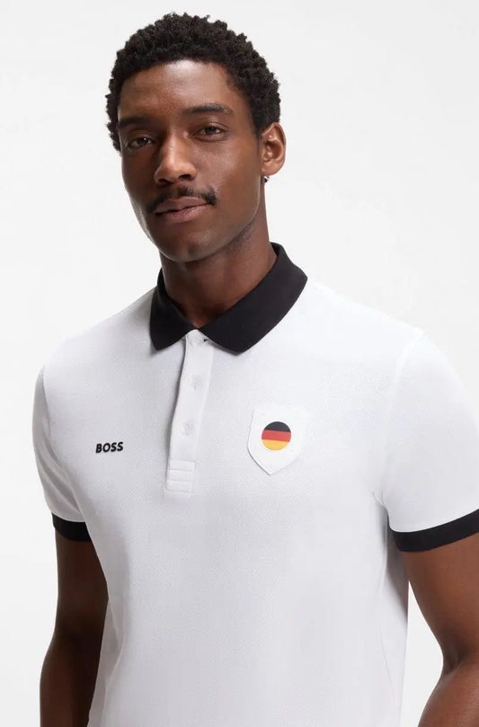 Hug o Bos s White Logo Work Premium Polo T-shirt
