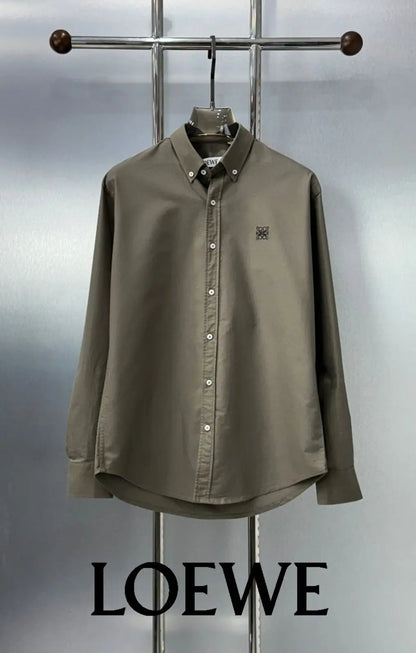 Loewe Light Olive Embroidery Logo Shirt With Premium Box Packing