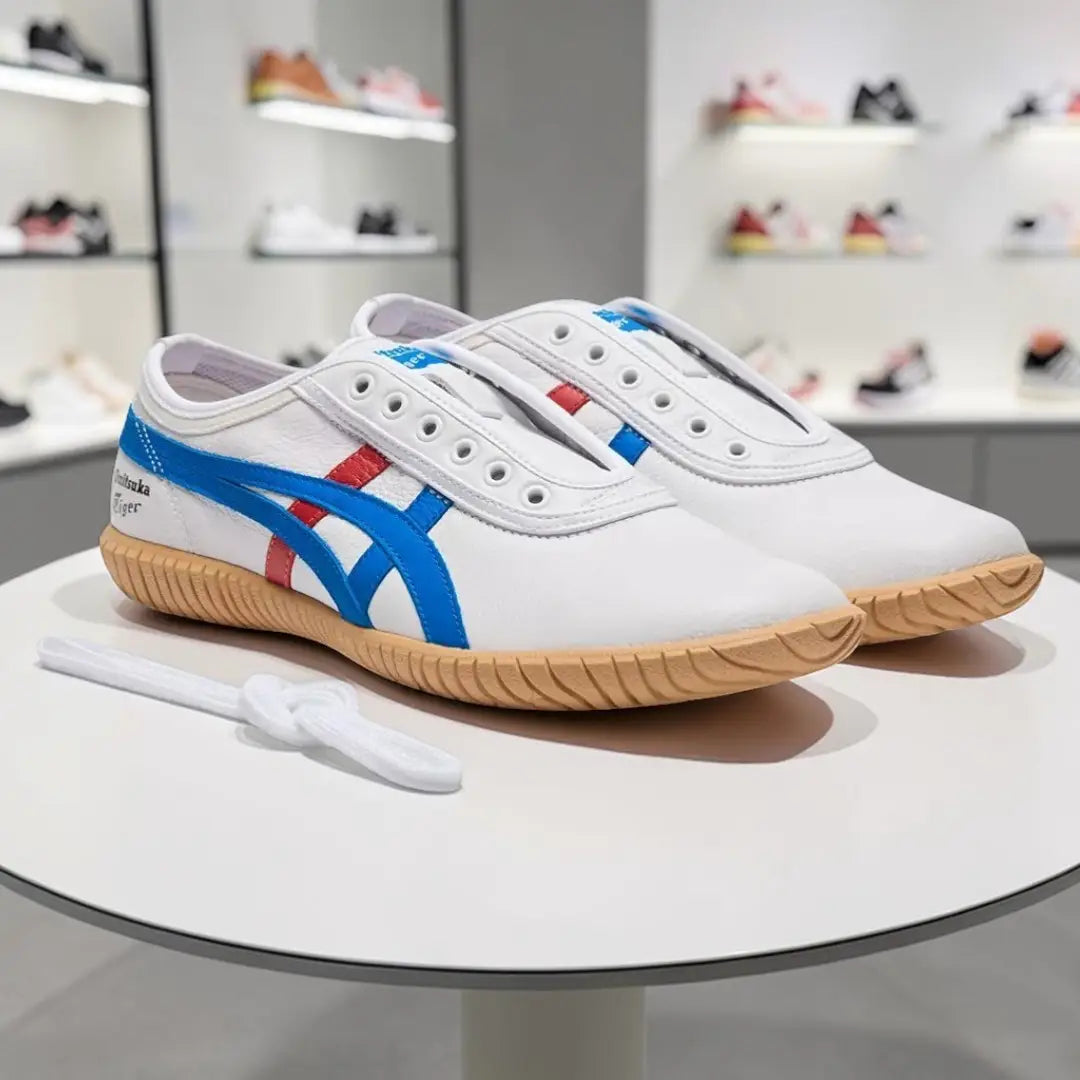 Onitsuka Tiger Tsunahiki Slip-On WHITE DIRECTOIRE BLUE Mens 7A Premium (D-2065)