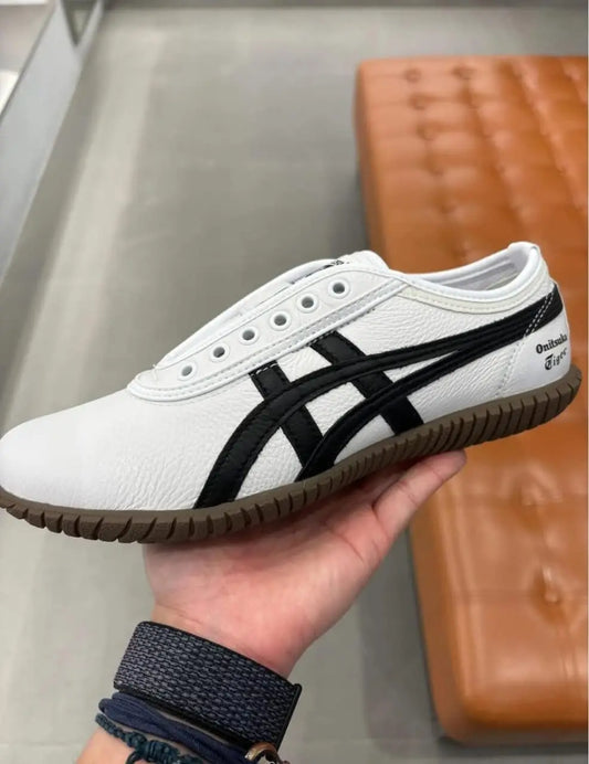 Onitsuka Tiger Tsunahiki Slip-On White Black Mens 7A Premium (D-2064)