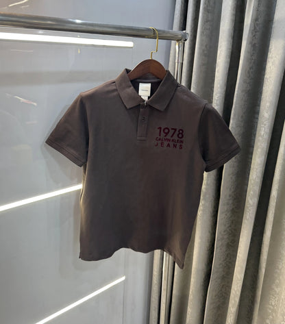 Calvin Klein Brown Logo Work Premium Polo T-Shirt