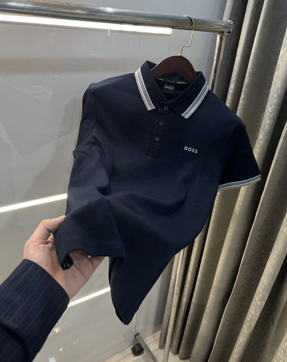 Hugo Boss Navy Blue Logo Work Premium Polo T-shirt