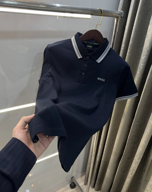 Hugo Boss Navy Blue Logo Work Premium Polo T-shirt