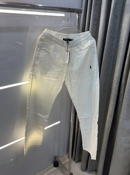 Ralph Lauren White Premium Linen Trouser
