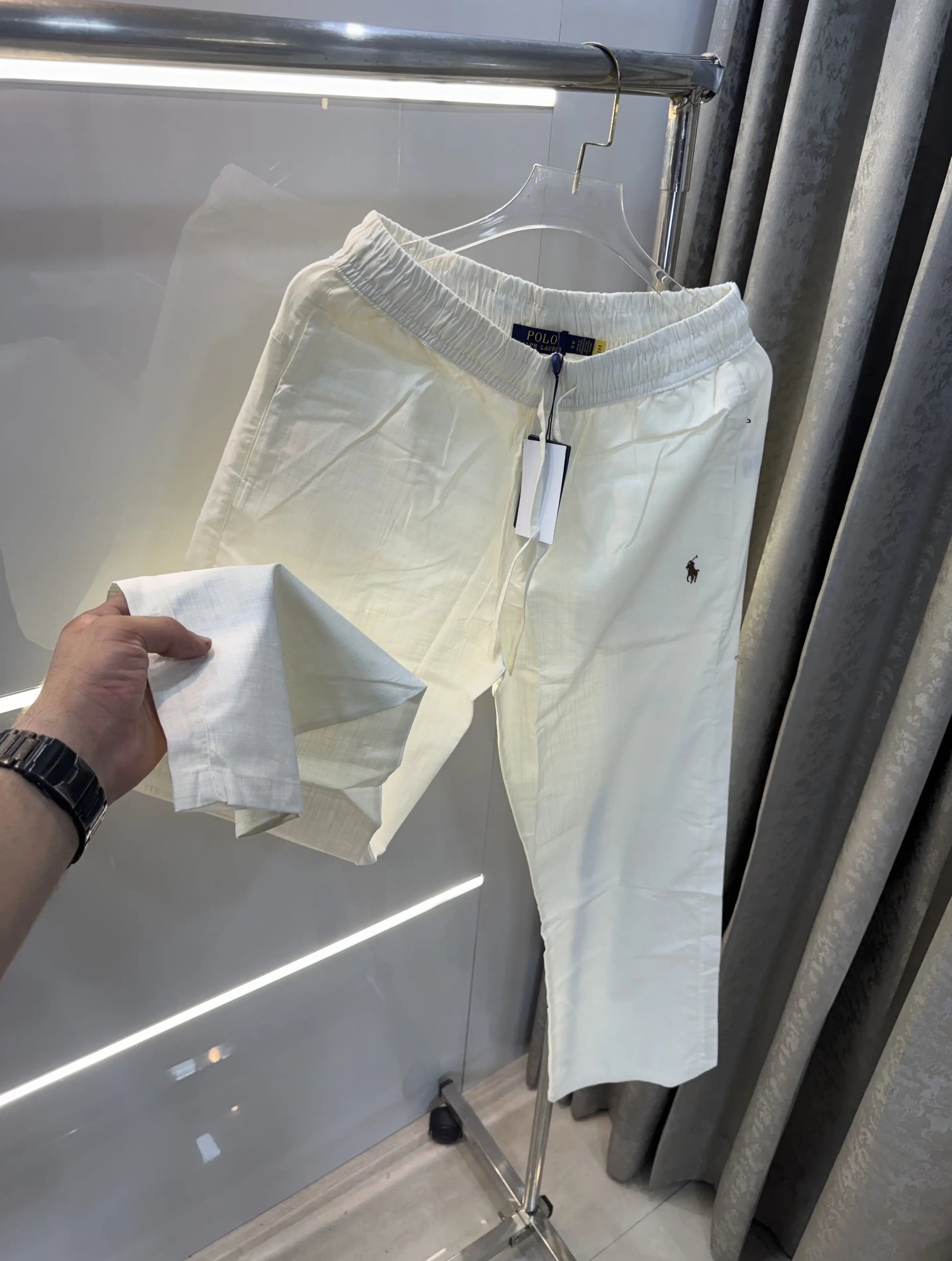 Ralph Lauren White Premium Linen Trouser