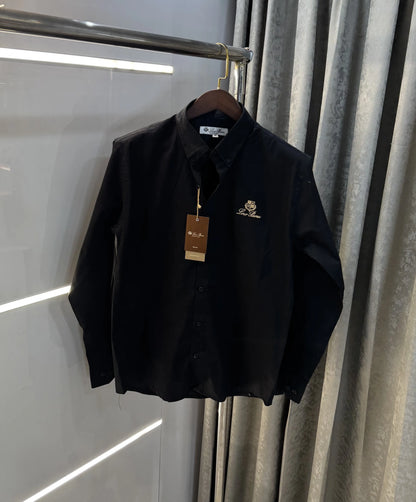 Loro Piana Black Embroidery Logo Premium Shirt