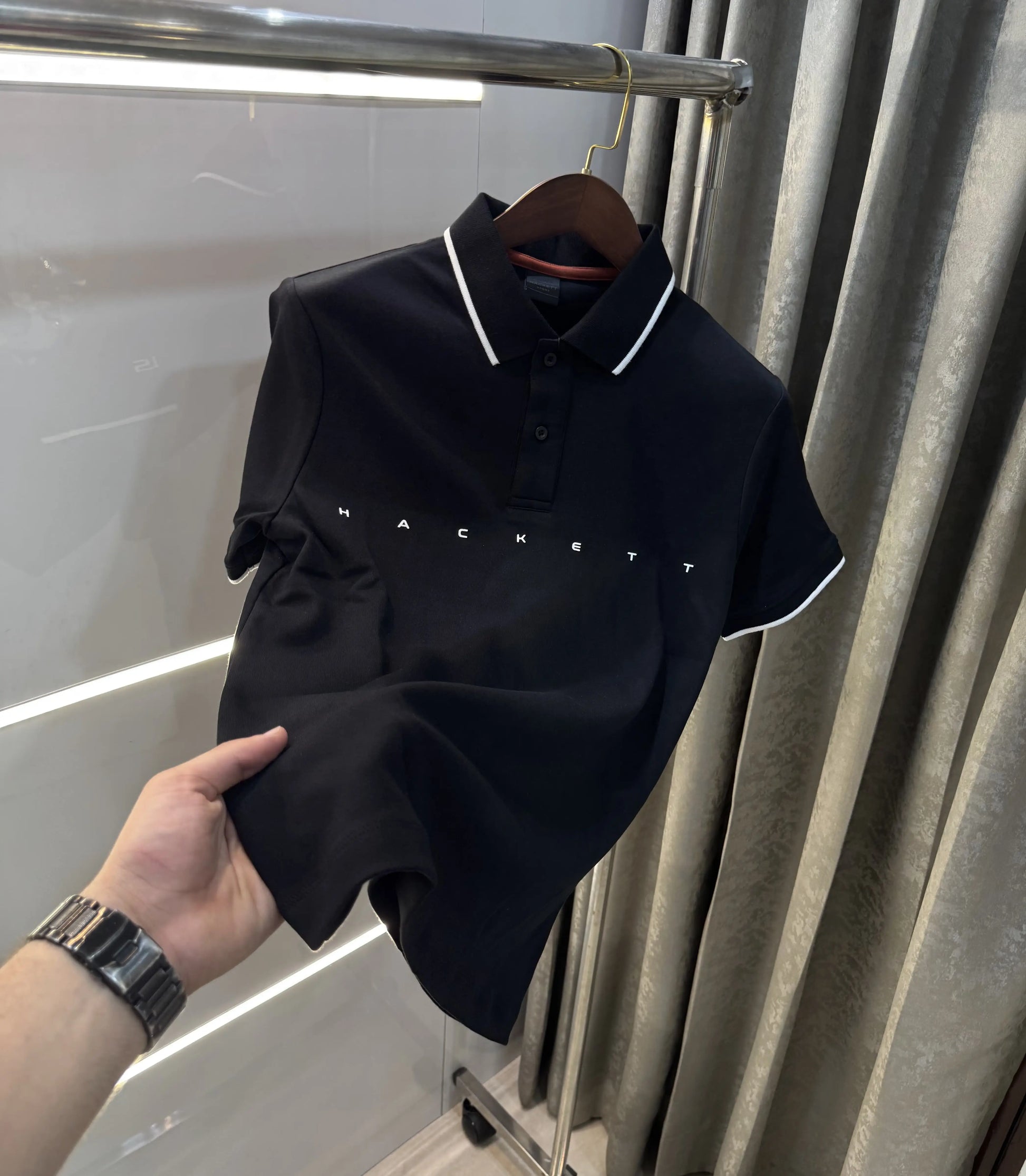 Hacket Black Logo Work Premium Polo T-Shirt