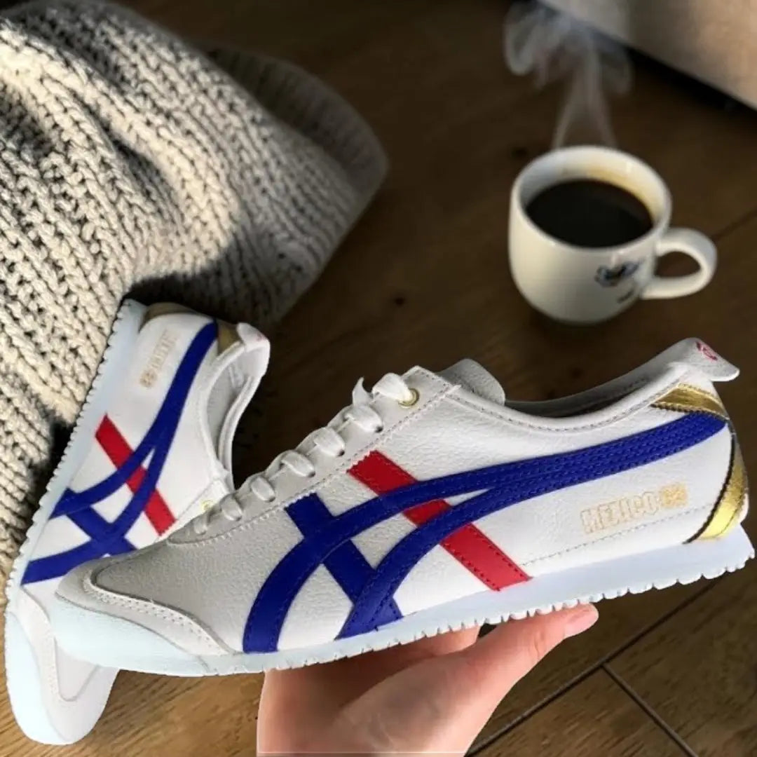 Onitsuk_a Tiger Mexico 66 White Blue Red Gold Mens 7A Premium Sneakers D-1872